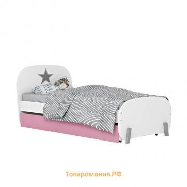 Кровать детская Polini kids Mirum 1915 c ящиком, цвет белый/розовый