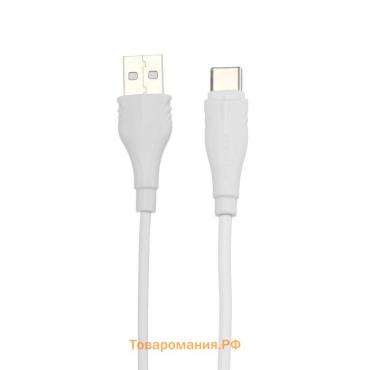 Кабель Borofone BX18, Type-C - USB, 3 А, 3 м, PVC оплётка, белый