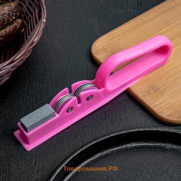Точилка для ножей  «Острое лезвие», 19×4.5 см, с ручкой и шлифовкой, МИКС