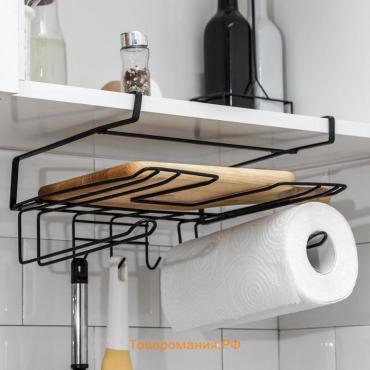 Держатель для кухонных принадлежностей подвесной , 28.5×25.5×16 см, чёрный