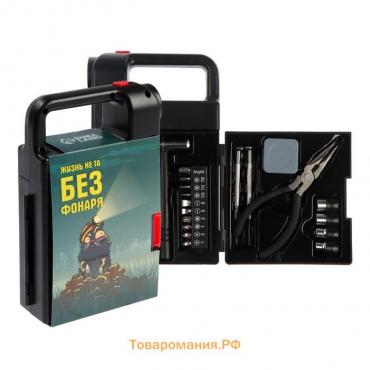 Набор инструментов ТУНДРА, подарочный пластиковый кейс "Фонарь", 21 предмет