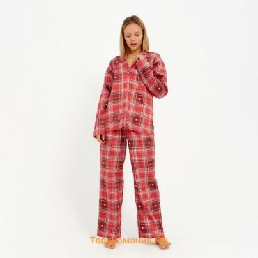 Новый год. Пижама (рубашка, брюки) женская KAFTAN Red, р. 40-42