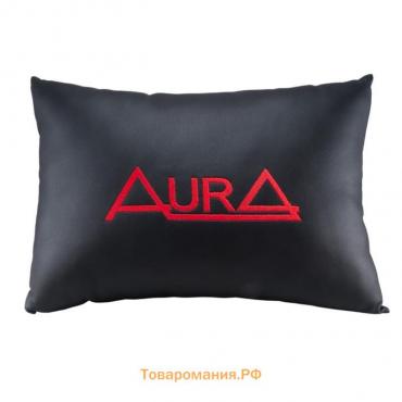 Подушка Aura XPA-20BL с логотипом, 37х25х13см, экокожа черный, 1 шт.