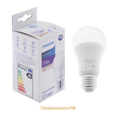 Лампа светодиодная Philips Ecohome Bulb 830, E27, 15 Вт, 3000 К, 1350 Лм, груша