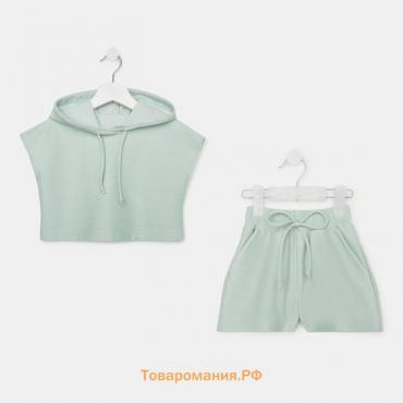 Комплект для девочки (топ, шорты) MINAKU: Casual Collection цвет оливковый, рост 110