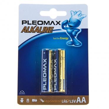 Батарейка алкалиновая Pleomax, AA, LR6-2BL, 1.5В, блистер, 2 шт.