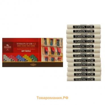 Набор пастели сухой Koh-I-Noor TOISON D`OR SOFT 8500, титановый белый, 12 штук в наборе