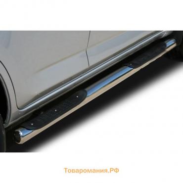 Пороги труба d 76 (компл 2шт) c 2-проступями Toyota RAV-4 2010-