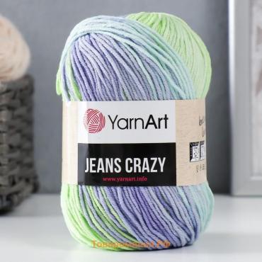 Пряжа "Jeans crazy" 55% хлопок, 45% акрил 160м/50гр (8208 сирень-зелен.)