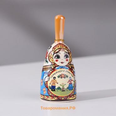 Колокольчик с ручкой "Матрешка" 8 см, малая, керамика,