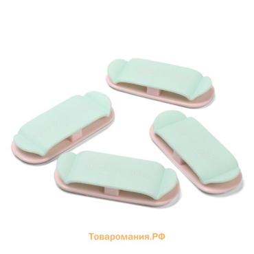 Держатель для проводов 75×30 мм, синий, 4 шт.