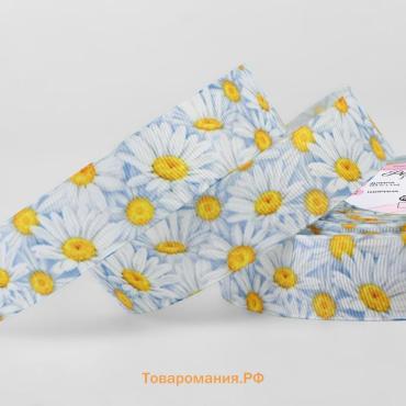 Лента репсовая «Ромашки», 25 мм, 23±1 м, разноцветная