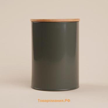 Банка для хранения SL Home «Каса Перфекто», 11×15 см, с бамбуковой крышкой, серая