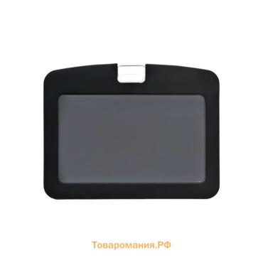 Бейдж горизонтальный, внешний 100 х 79 мм, внутренний 85х54 мм, силиконовый, черный
